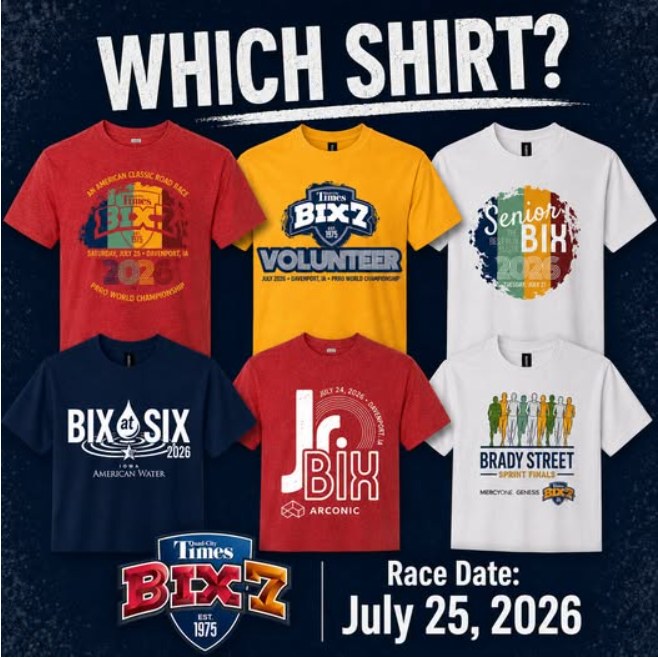 Bix 7 social post: Which shirt? Race week tee lineup